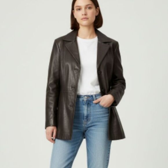 🌹Geniune Leather New York & Company Black Jacket sz S